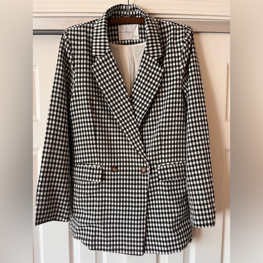 Gingham Black and White Blazer Large